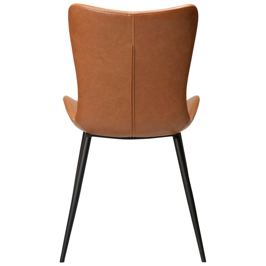DAN-FORM Medusa Esszimmerstuhl – Vintage hellbraunes Kunstleder und schwarzer Stahl