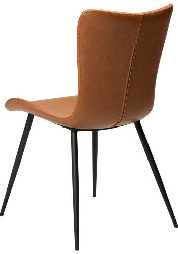 DAN-FORM Medusa Esszimmerstuhl – Vintage hellbraunes Kunstleder und schwarzer Stahl