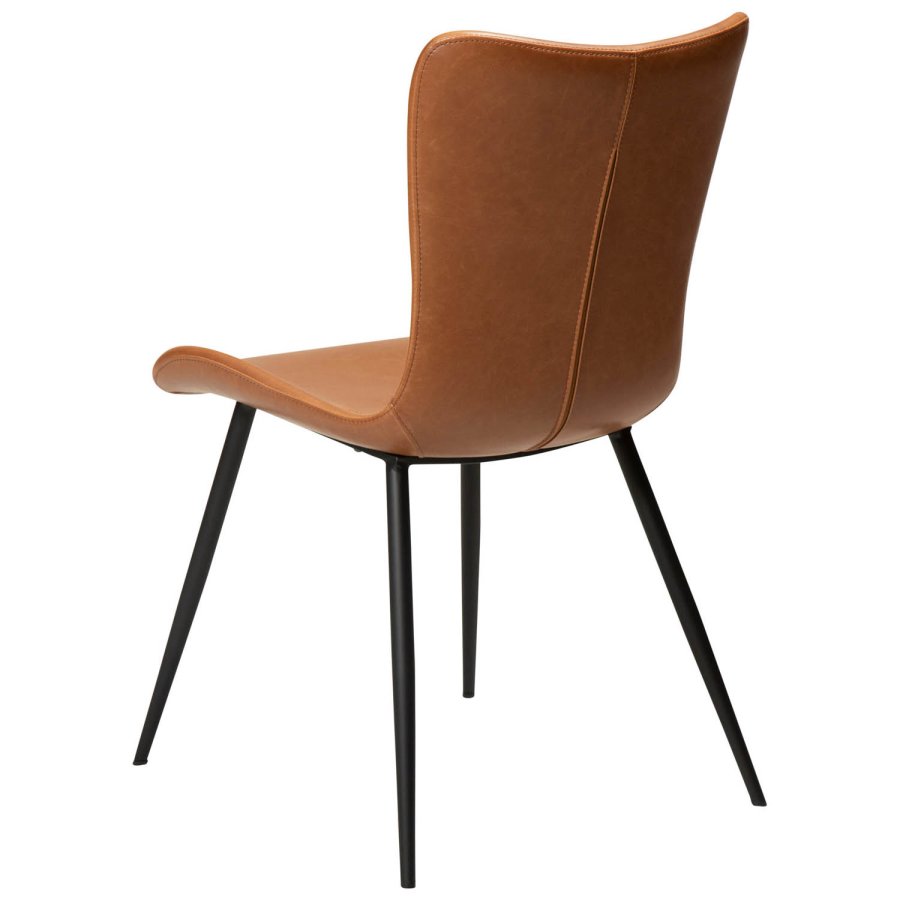 DAN-FORM Medusa Esszimmerstuhl – Vintage hellbraunes Kunstleder und schwarzer Stahl
