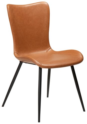 DAN-FORM Medusa Esszimmerstuhl – Vintage hellbraunes Kunstleder und schwarzer Stahl