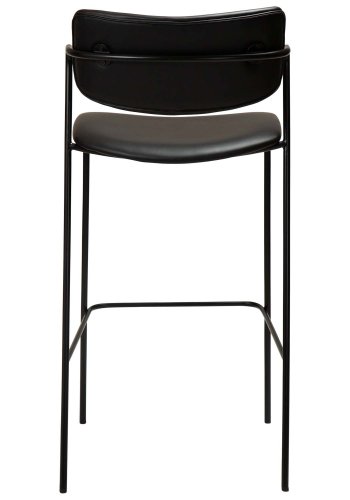 DAN-FORM Zed barstol, med ryggstöd, armstöd och fotstöd - vintage svart konstläder och svart stl