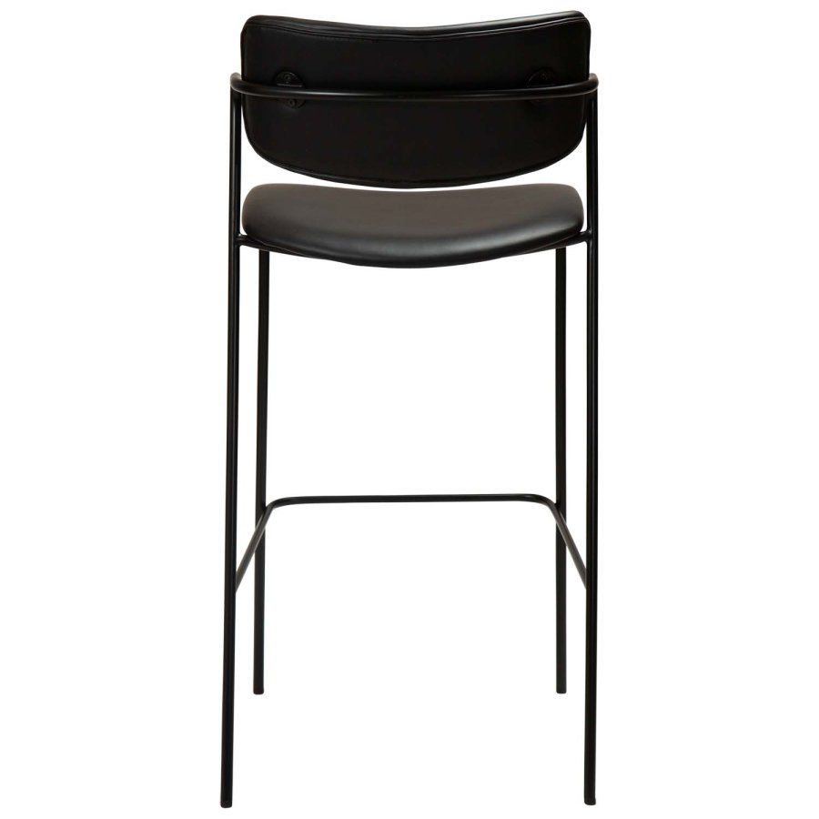 DAN-FORM Zed barstol, med ryggstöd, armstöd och fotstöd - vintage svart konstläder och svart stl