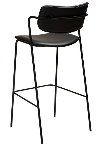 DAN-FORM Zed barstol, med ryggstöd, armstöd och fotstöd - vintage svart konstläder och svart stl
