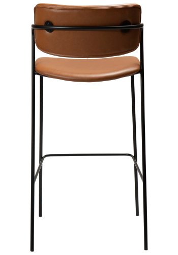 DAN-FORM Zed barpall, med ryggstöd, armstöd och fotstöd - vintage ljusbrunt konstläder och svart stl