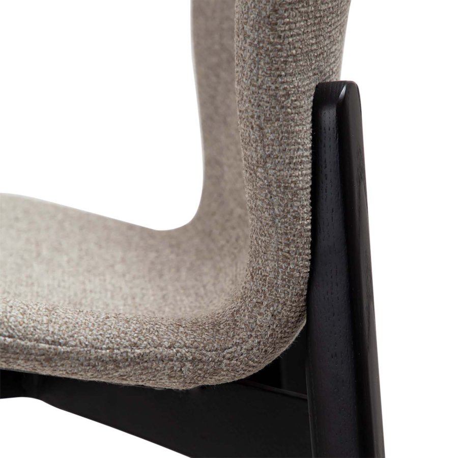 DAN-FORM Paragon barkrakk, med ryggsttte og fotsttte - brunt boucléstoff og svart asketre