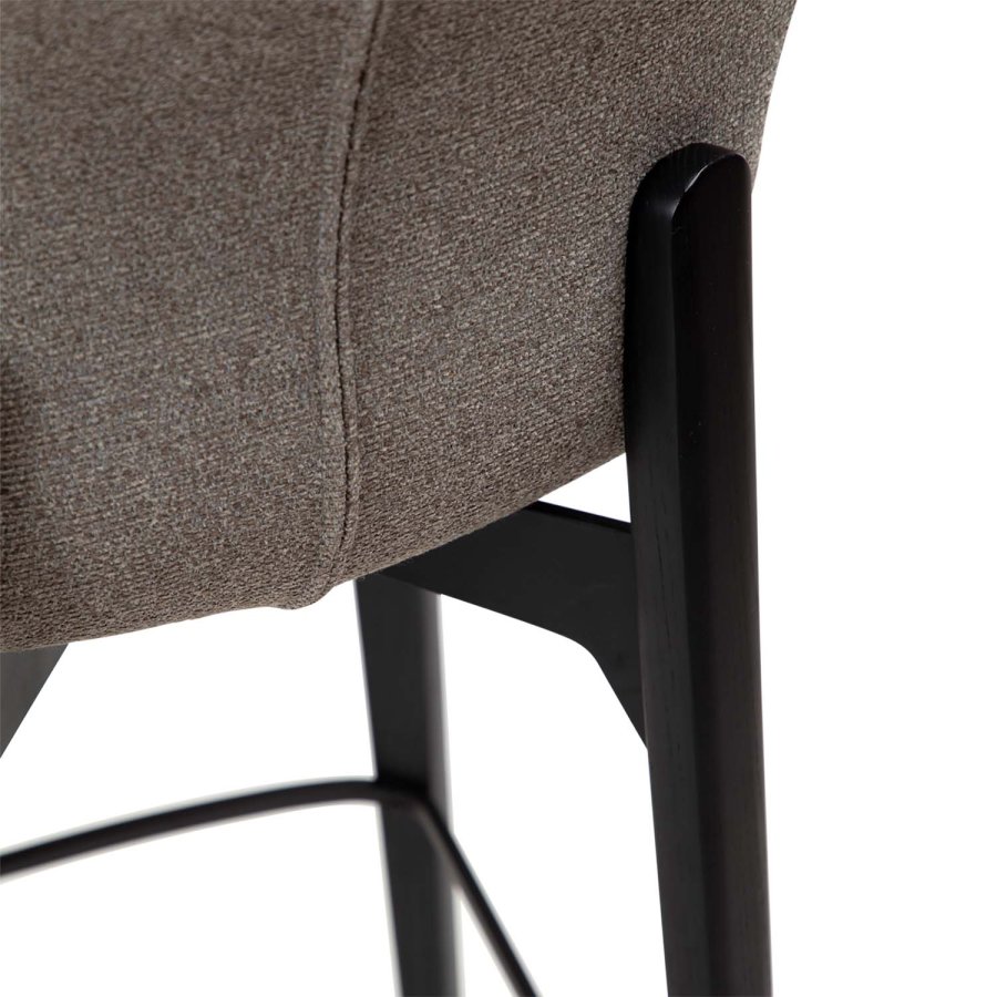 DAN-FORM Paragon barkrakk, med ryggsttte og fotsttte - brunt boucléstoff og svart asketre