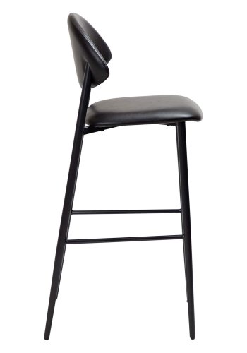 DAN-FORM Tush barstol, med ryggstöd och fotstöd - vintage svart konstläder och svart stl
