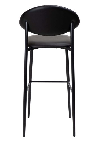 DAN-FORM Tush barstol, med ryggstöd och fotstöd - vintage svart konstläder och svart stl
