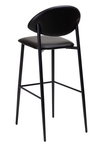 DAN-FORM Tush barstol, med ryggstöd och fotstöd - vintage svart konstläder och svart stl
