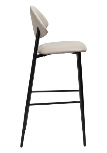 DAN-FORM Tush Barhocker, mit Rückenlehne und Fußstütze – Kaschmir-Kunstleder und schwarzer Stahl