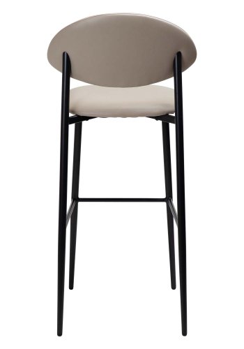 DAN-FORM Tush Barhocker, mit Rückenlehne und Fußstütze – Kaschmir-Kunstleder und schwarzer Stahl