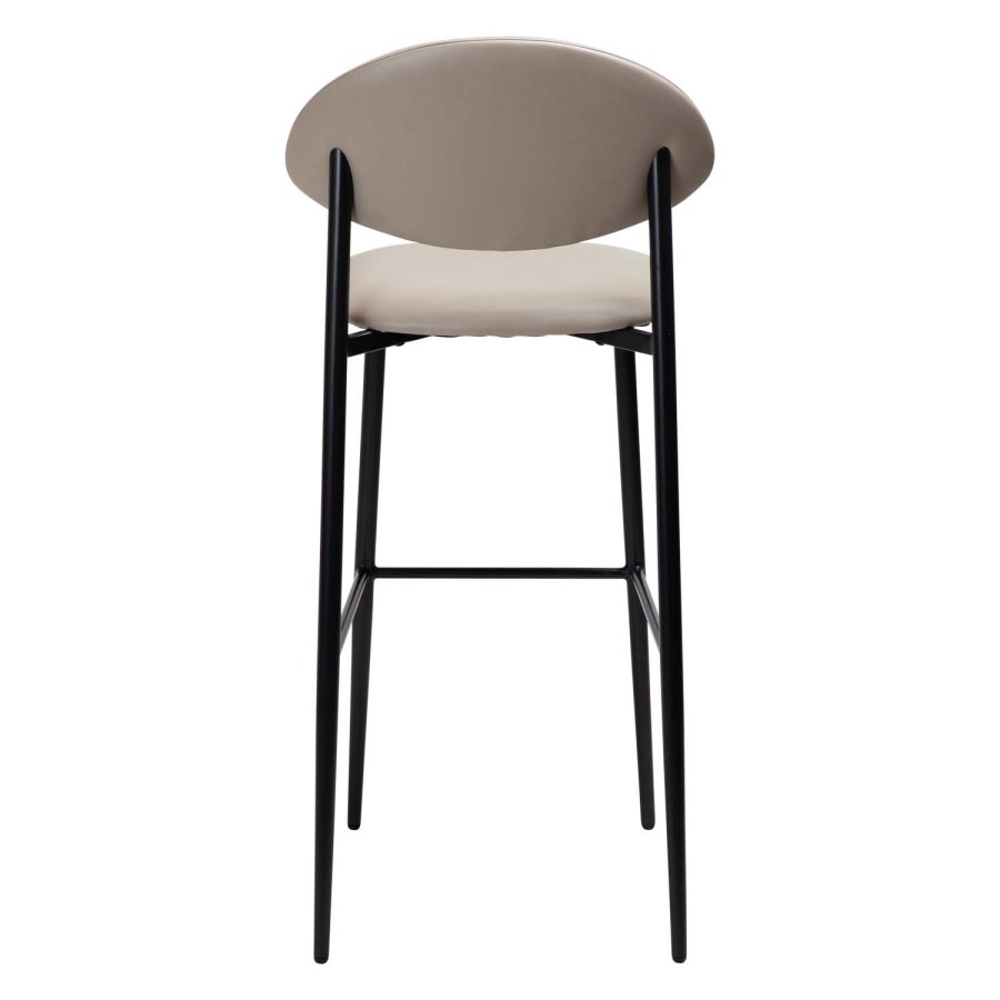 DAN-FORM Tush Barhocker, mit Rückenlehne und Fußstütze – Kaschmir-Kunstleder und schwarzer Stahl
