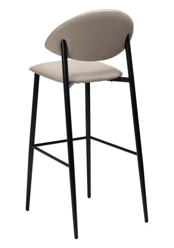 DAN-FORM Tush Barhocker, mit Rückenlehne und Fußstütze – Kaschmir-Kunstleder und schwarzer Stahl