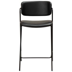 DAN-FORM Zed bänkstol, med ryggstöd, armstöd och fotstöd - vintage svart konstläder och svart stl