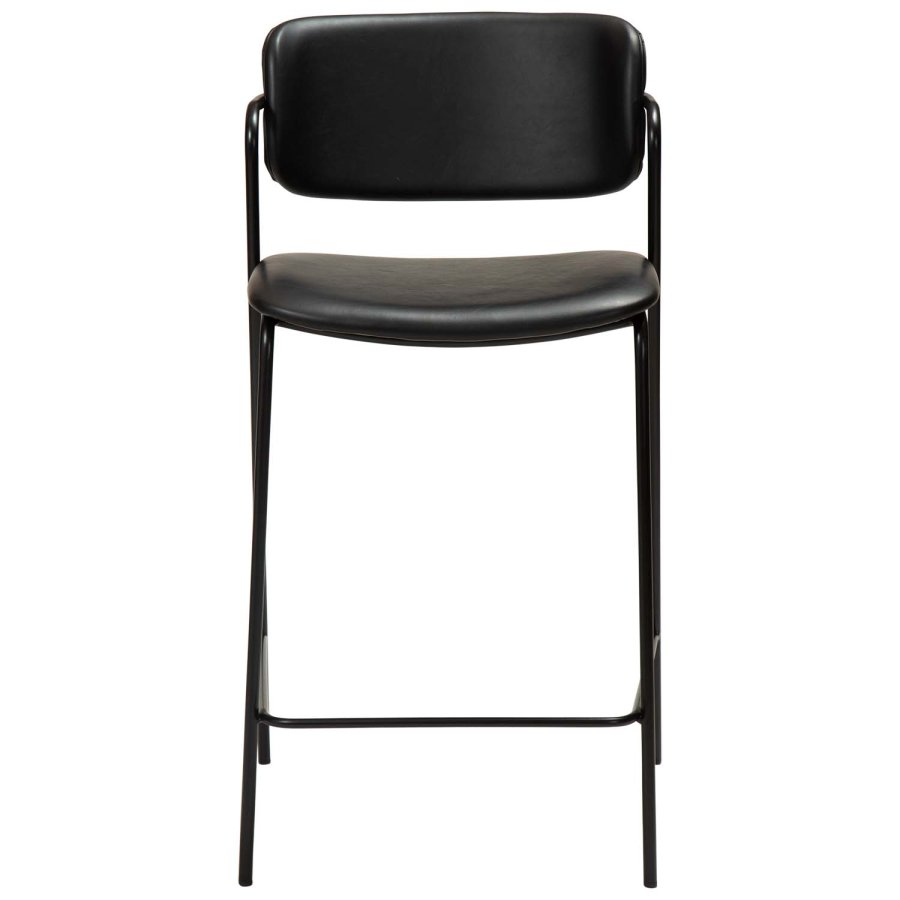 DAN-FORM Zed bänkstol, med ryggstöd, armstöd och fotstöd - vintage svart konstläder och svart stl