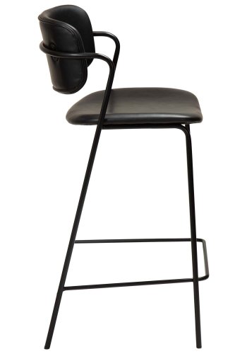 DAN-FORM Zed bänkstol, med ryggstöd, armstöd och fotstöd - vintage svart konstläder och svart stl