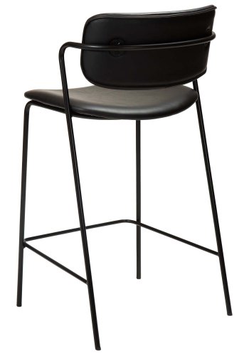 DAN-FORM Zed bänkstol, med ryggstöd, armstöd och fotstöd - vintage svart konstläder och svart stl