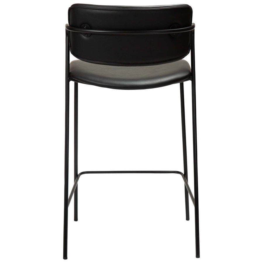 DAN-FORM Zed bänkstol, med ryggstöd, armstöd och fotstöd - vintage svart konstläder och svart stl