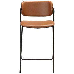 DAN-FORM Zed bänkstol, med ryggstöd, armstöd och fotstöd - vintage ljusbrunt konstläder och svart stl