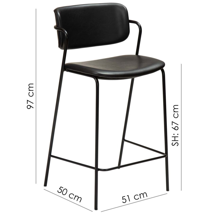 DAN-FORM Zed bänkstol, med ryggstöd, armstöd och fotstöd - vintage ljusbrunt konstläder och svart stl