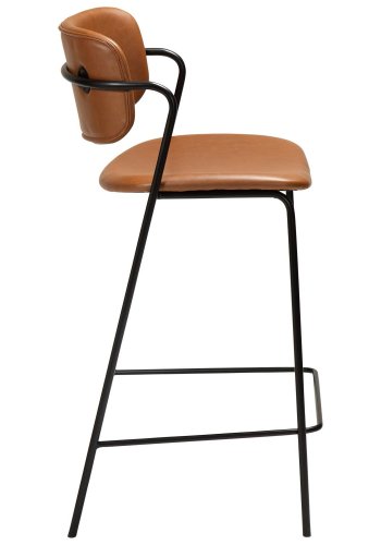 DAN-FORM Zed bänkstol, med ryggstöd, armstöd och fotstöd - vintage ljusbrunt konstläder och svart stl