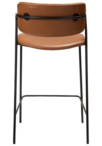 DAN-FORM Zed bänkstol, med ryggstöd, armstöd och fotstöd - vintage ljusbrunt konstläder och svart stl