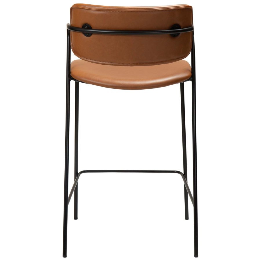 DAN-FORM Zed bänkstol, med ryggstöd, armstöd och fotstöd - vintage ljusbrunt konstläder och svart stl