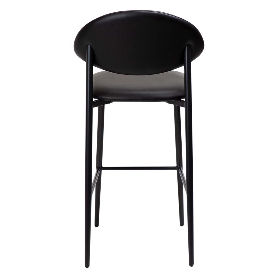 DAN-FORM Tush counter stol, med ryggstöd och fotstöd - vintage svart konstläder och svart stl