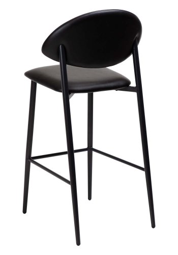DAN-FORM Tush counter stol, med ryggstöd och fotstöd - vintage svart konstläder och svart stl