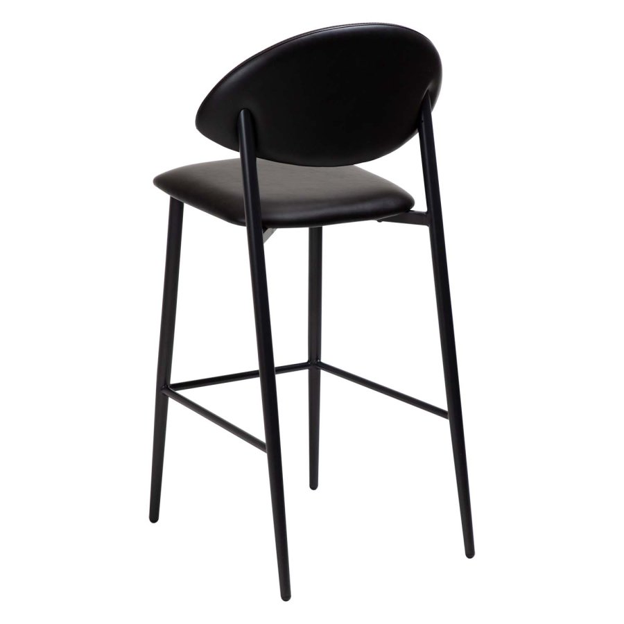 DAN-FORM Tush counter stol, med ryggstöd och fotstöd - vintage svart konstläder och svart stl