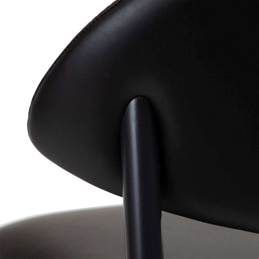 DAN-FORM Tush counter stol, med ryggstöd och fotstöd - vintage svart konstläder och svart stl