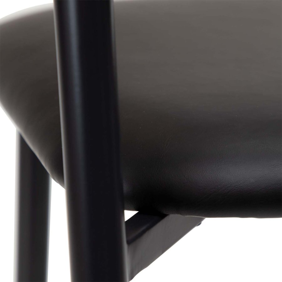 DAN-FORM Tush counter stol, med ryggstöd och fotstöd - vintage svart konstläder och svart stl