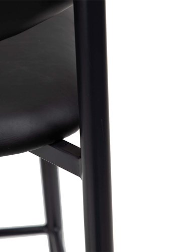 DAN-FORM Tush counter stol, med ryggstöd och fotstöd - vintage svart konstläder och svart stl