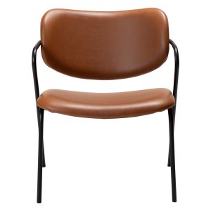 DAN-FORM Zed ftölj, med armstöd - vintage ljusbrunt konstläder och svart stl