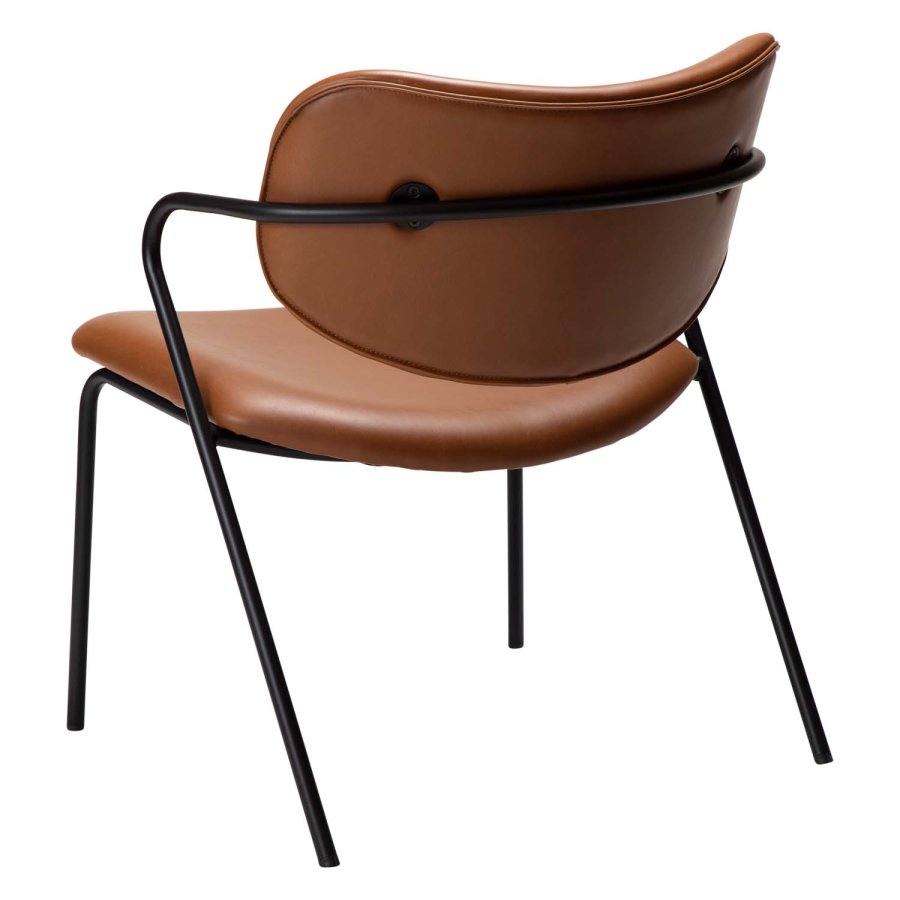 DAN-FORM Zed ftölj, med armstöd - vintage ljusbrunt konstläder och svart stl