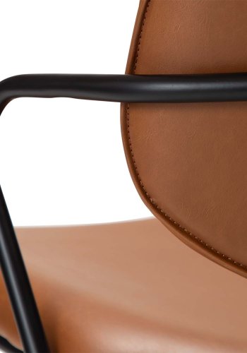 DAN-FORM Zed ftölj, med armstöd - vintage ljusbrunt konstläder och svart stl