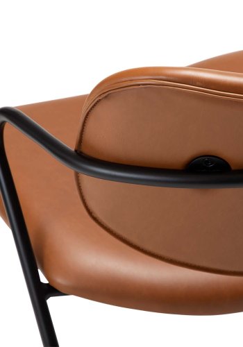 DAN-FORM Zed ftölj, med armstöd - vintage ljusbrunt konstläder och svart stl