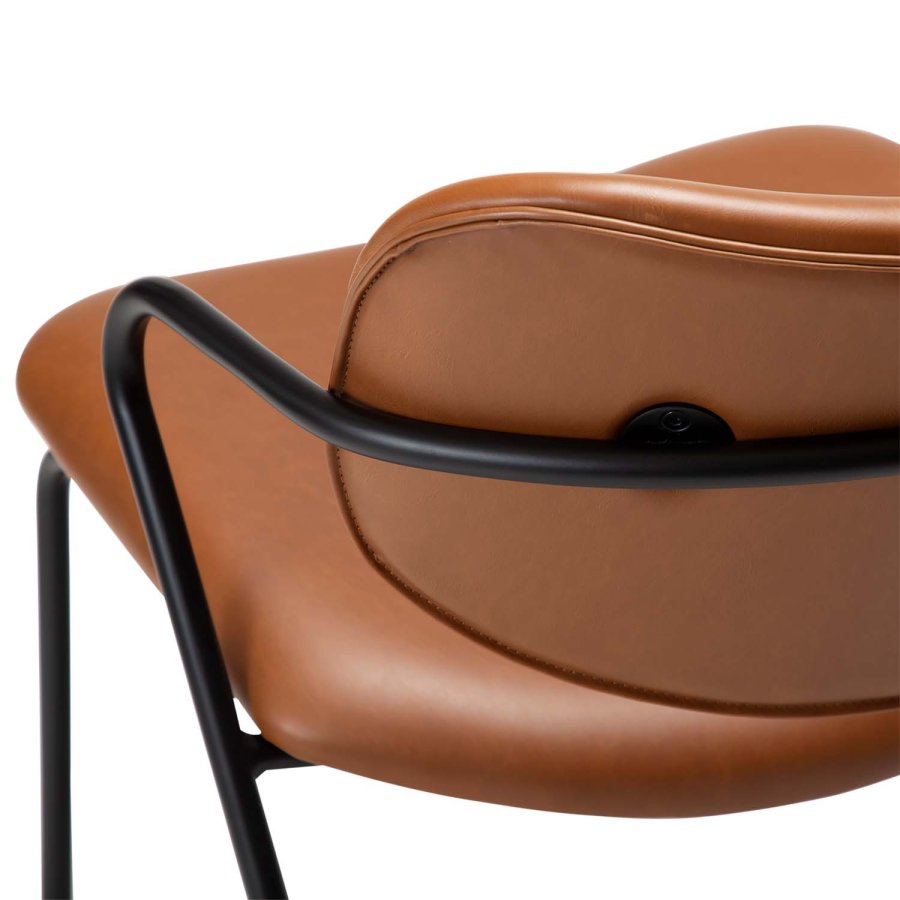 DAN-FORM Zed ftölj, med armstöd - vintage ljusbrunt konstläder och svart stl