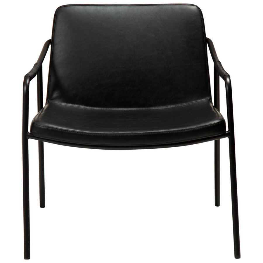 DAN-FORM Boto Loungesessel mit Armlehnen – Vintage-Kunstleder in Schwarz und schwarzer Stahl