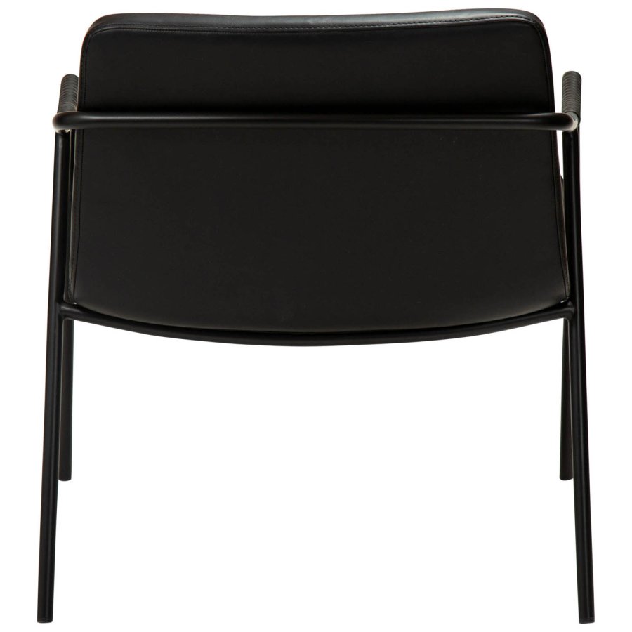 DAN-FORM Boto Loungesessel mit Armlehnen – Vintage-Kunstleder in Schwarz und schwarzer Stahl