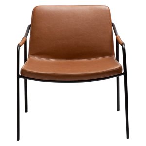 DAN-FORM Boto ftölj, med armstöd - vintage ljusbrunt konstläder och svart stl