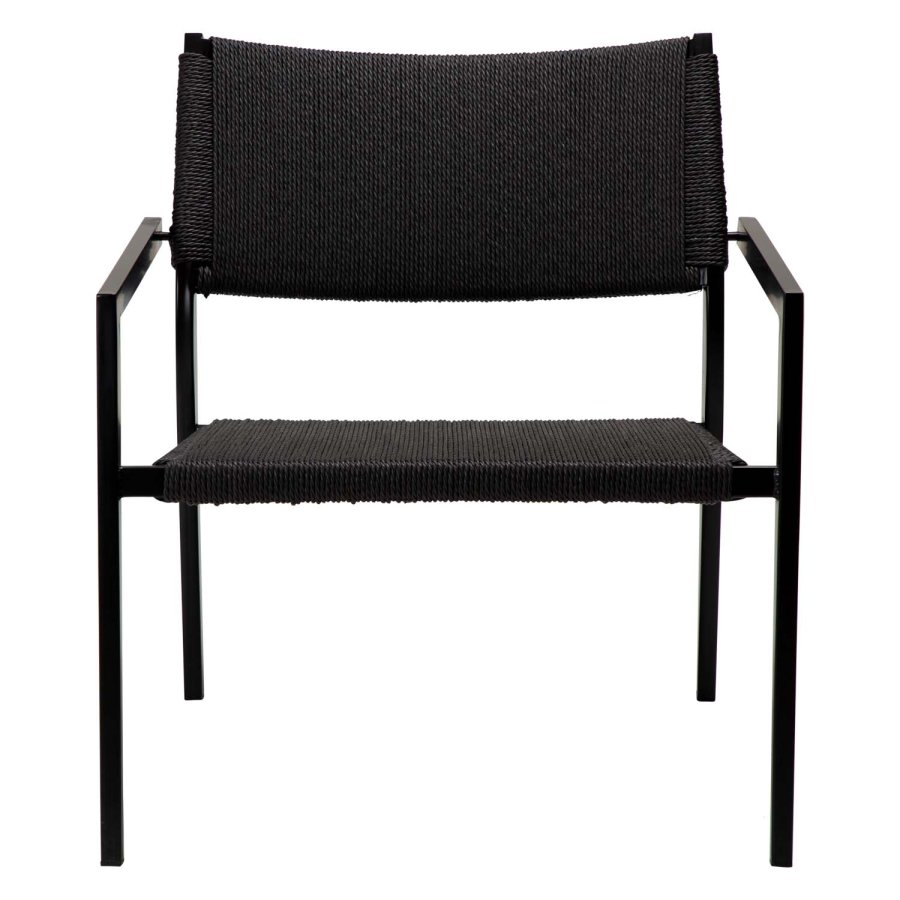 DAN-FORM Loop loungestol, med armlener - svart papirsnor og sort stl