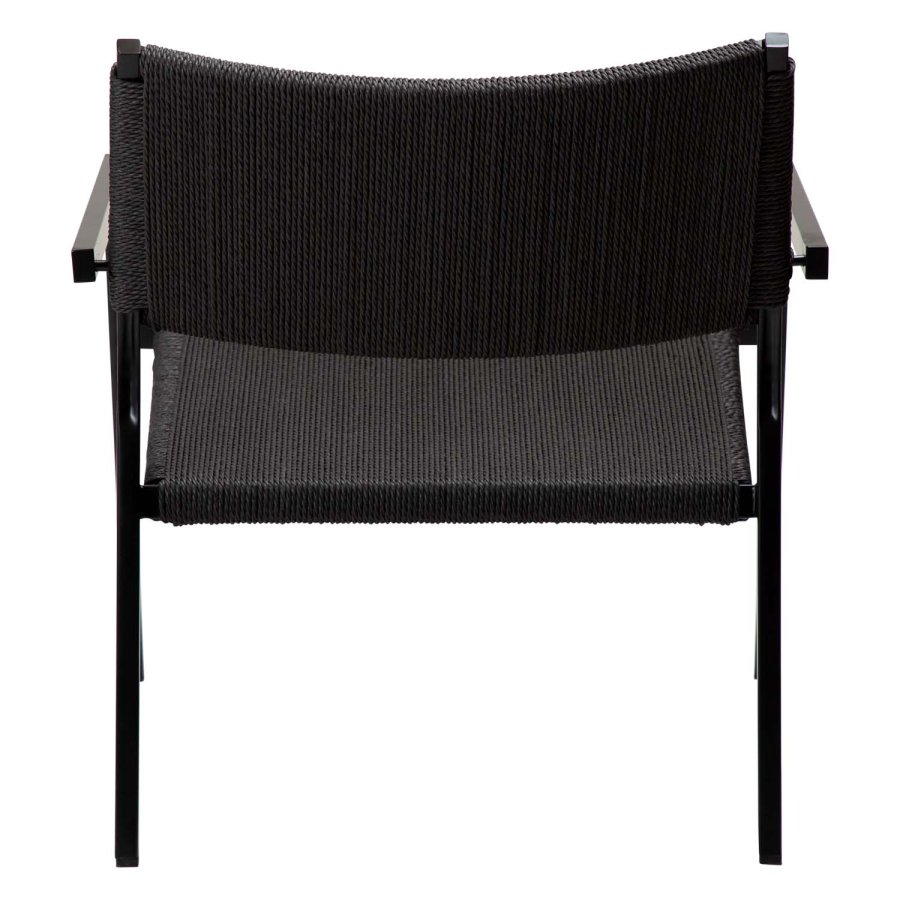 DAN-FORM Loop loungestol, med armlener - svart papirsnor og sort stl