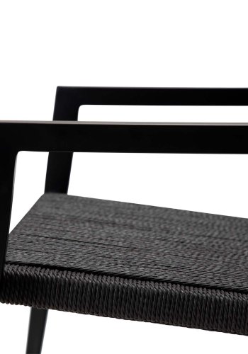 DAN-FORM Loop loungestol, med armlener - svart papirsnor og sort stl