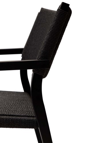 DAN-FORM Loop loungestol, med armlener - svart papirsnor og sort stl