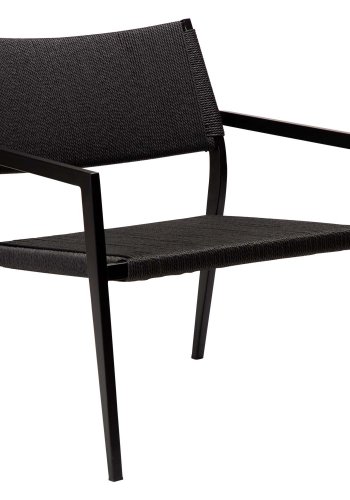 DAN-FORM Loop loungestol, med armlener - svart papirsnor og sort stl