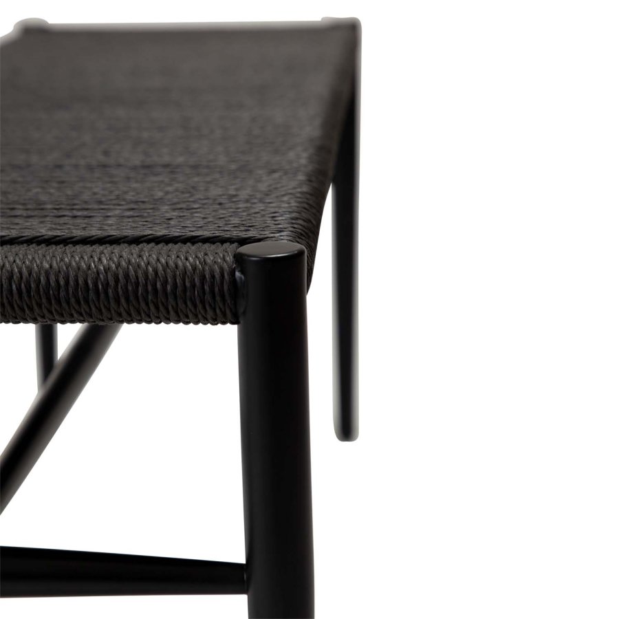 DAN-FORM Sava benk, rektangulr - svart papirsnor og sort stl (100x35)