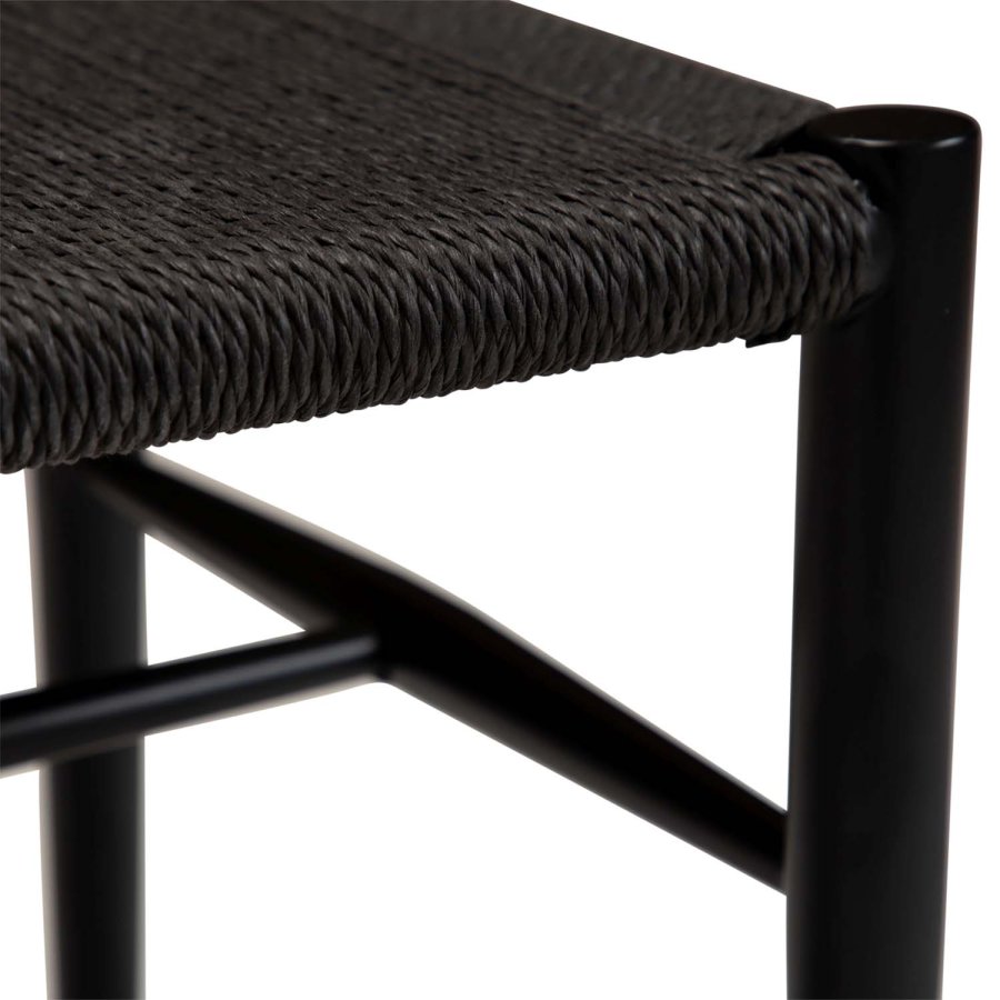 DAN-FORM Sava benk, rektangulr - svart papirsnor og sort stl (100x35)