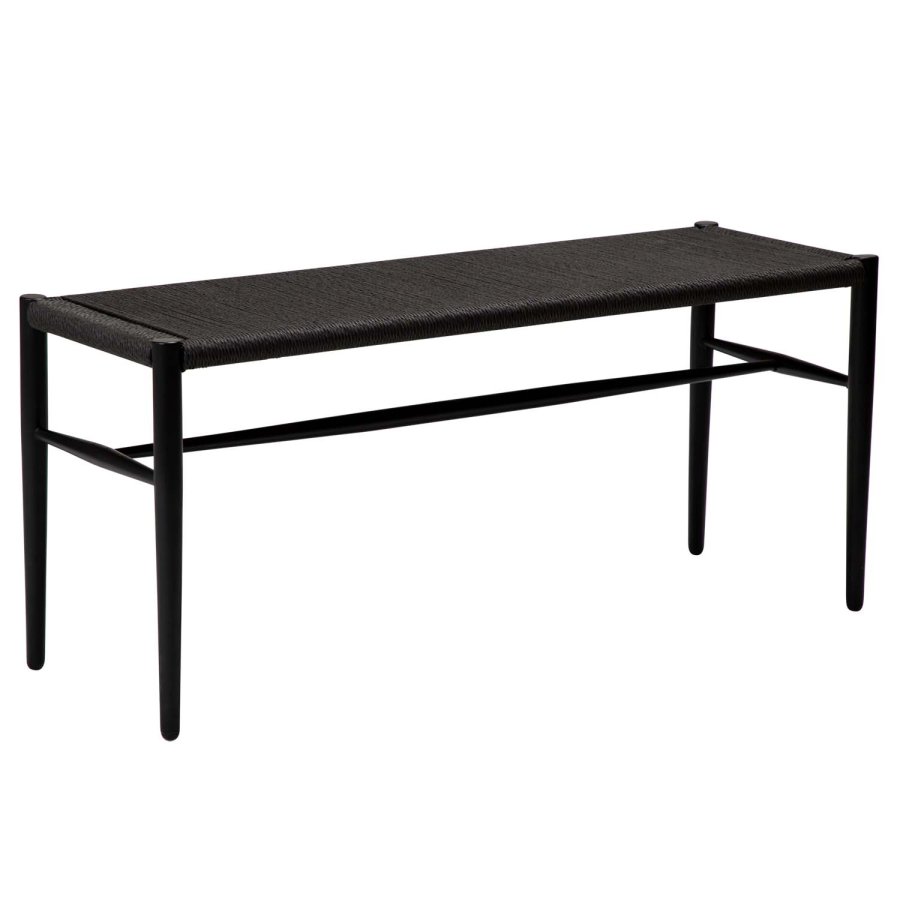 DAN-FORM Sava benk, rektangulr - svart papirsnor og sort stl (100x35)