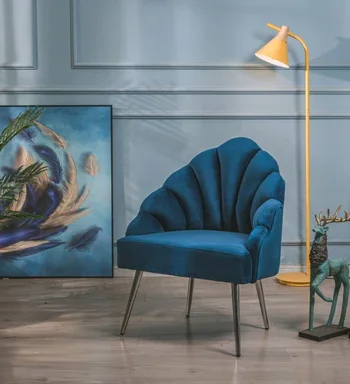 NORDLYS Bolge lenestol - bl flyel og metall